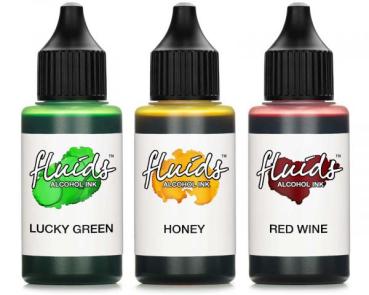 3x 30ml Fluids Alcohol Ink Set LUCKY GREEN, HONEY, RED WINE alcohol ink for fluid art and resin